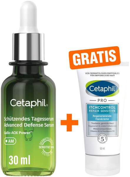 Cetaphil schützendes Tagesserum 30 ml + gratis Cetaphil Pro Itch Control Repair sensitive Regenerierende Handcreme 50 ml