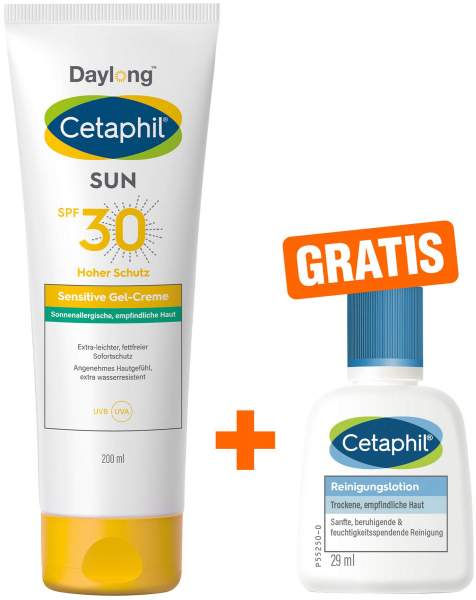 Cetaphil Sun Daylong SPF 30 sensitives Gel 200 ml + gratis Cetaphil Reinigungslotion 29 ml