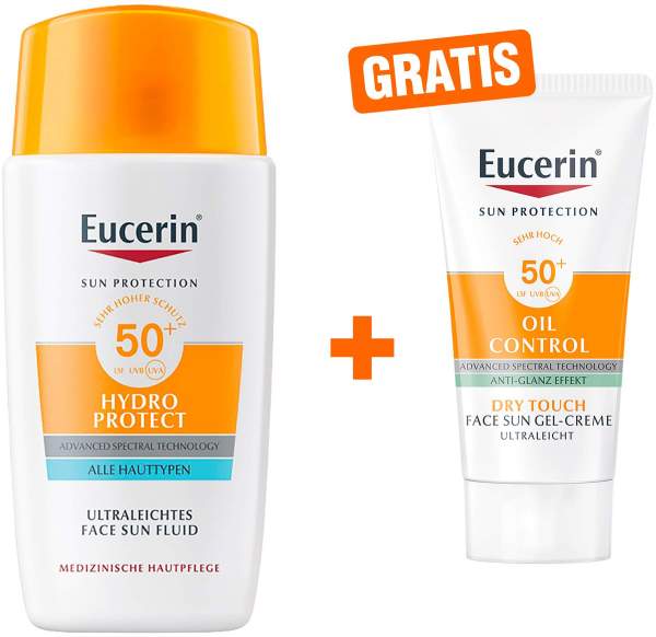 Eucerin Sun Hydro Protect Face Sun Fluid LSF 50+ 50 ml + gratis Sun Gel-Creme Oil Control 20 ml