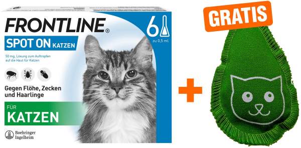Frontline Spot on Katze 6 Pipetten + gratis Frontline Baldriankissen für Katzen
