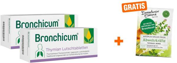 Bronchicum Thymian 2 x 50 Lutschtabletten + gratis Dresdner Essenz Abwehrkräfte Pulver 60 g