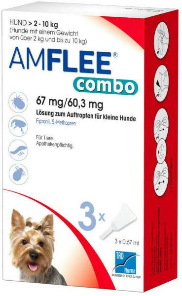 Amflee Combo 67 mg - 60,3 mg Spot-On Lösung für kleine Hunde 2 - 10 kg 3 Stück