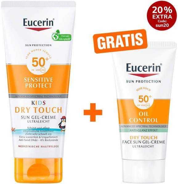 Eucerin Sun Sensitive Protect Kids Gel-Creme LSF 50+ 200 ml + gratis Sun Gel-Creme Oil Control 20 ml