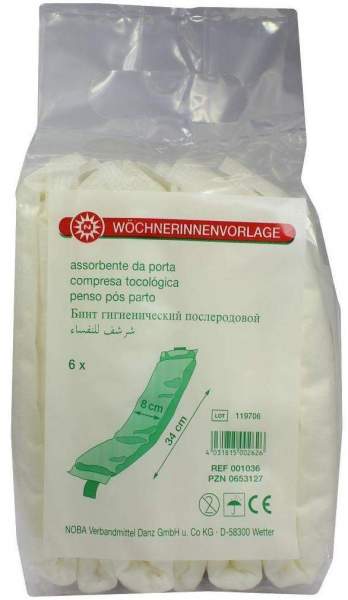 Wöchnerinnenvorlage 8x34cm 6 Stück