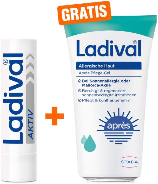Ladival Aktiv UV-Schutzstift Lippen LSF 50+ 1 Stück + gratis Ladival allergische Haut Apres Pflege-Gel 50 ml