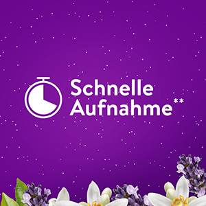 Weißer Text auf lila Hintergrund: Schnelle Aufnahme.