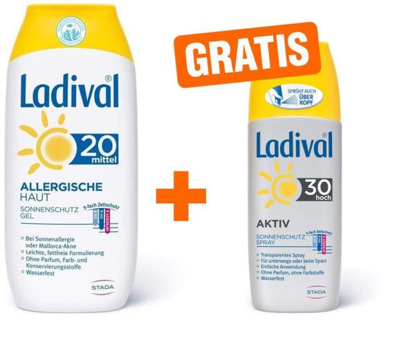 Ladival Allergische Haut Après Gel 200 ml Gel + gratis Aktiv Sonnenschutz Spray LSF 30 150 ml