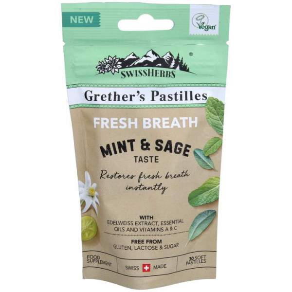 Grethers Swissherbs Fresh Breath Mint &amp; Sage 45 G