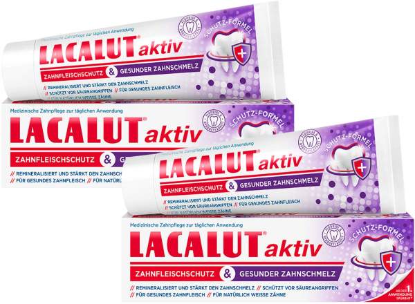 Lacalut aktiv Zahnfleischschutz &amp; gesunder Zahnschmelz 2 x 75 ml