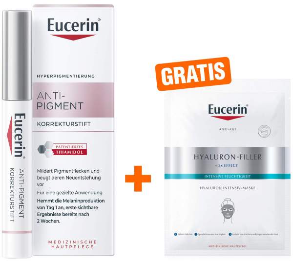 Eucerin Anti-Pigment Korrektur - Stift 1 Stück + gratis Anti Age Hyaluron Filler Intensiv Maske 1 Stück