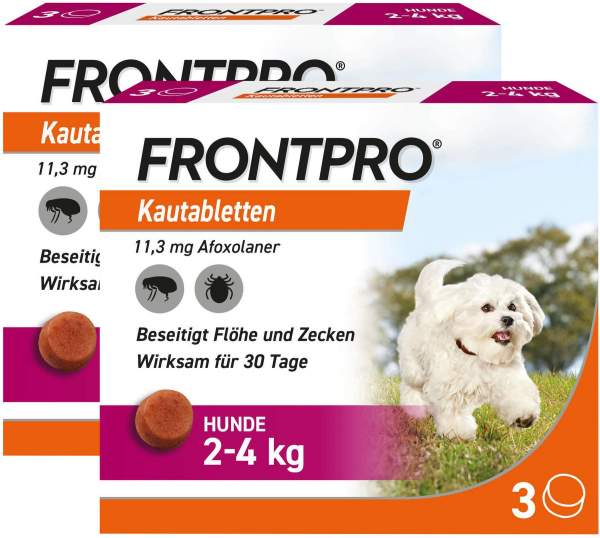Frontpro 11,3 mg für Hunde 2 - 4 kg 2 x 3 Kautabletten