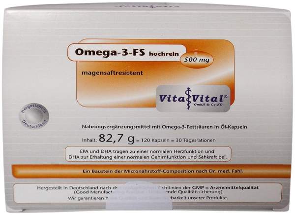 Omega-3 FS hochrein Vorteils-Packung 120 magensaftresistente Kapseln