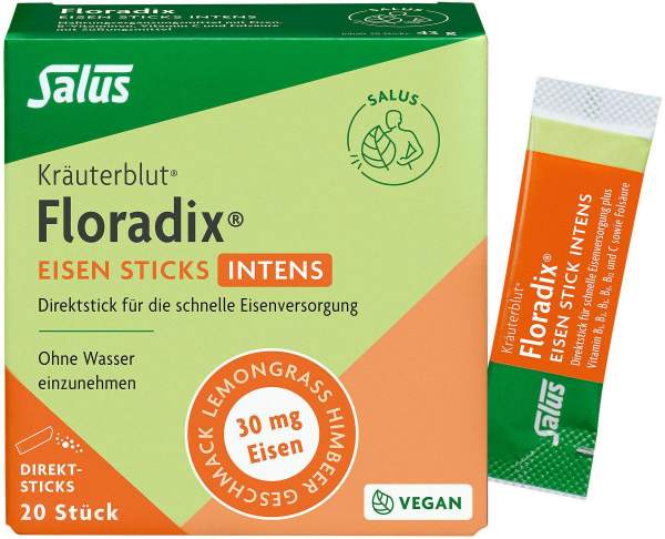 Floradix Eisen Sticks intens Pulver 20 Stück