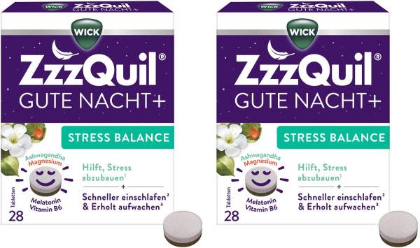 WICK ZzzQuil Gute Nacht + Stress Balance 2 x 28 Tabletten