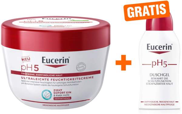 Eucerin pH5 ultraleichte Feuchtigkeitscreme 350 ml + gratis Eucerin pH5 empfindliche Haut Duschgel 50 ml