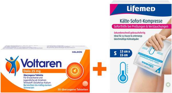 Bundle Voltaren dolo 25 mg 20 Tabletten + Kühlkompresse 1 Stück
