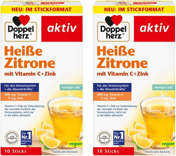 Doppelherz Heiße Zitrone Vitamin C + Zink Granulat 2 x 10 Beutel im Set