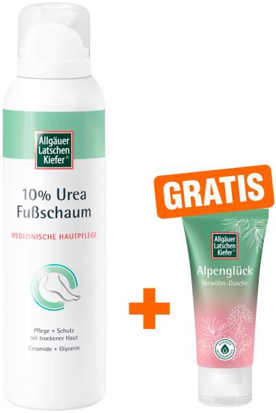 Allgäuer Latschenkiefer 10 % Urea Fußschaum 150 ml + gratis Allgäuer Latschenkiefer Alpenglück Dusche 30 ml