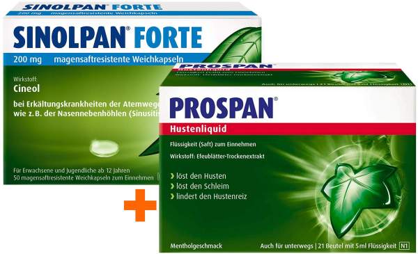 Sinolpan Forte 200 mg 50 magensaft resistente Weichkapseln + Prospan Hustenliquid 30 x 5 ml