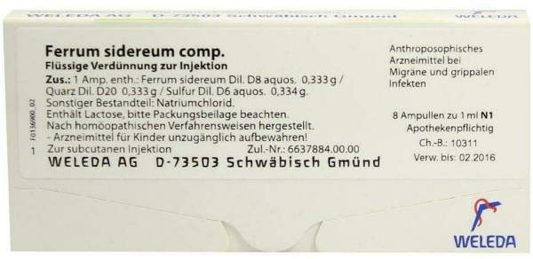 Weleda Ferrum Sidereum Comp. 8 X 1 ml Ampullen