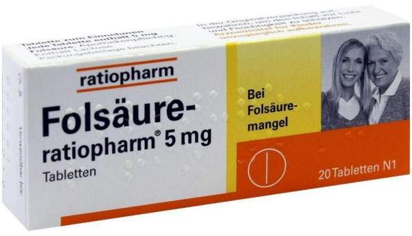 Folsäure-ratiopharm 5 mg 20 Tabletten