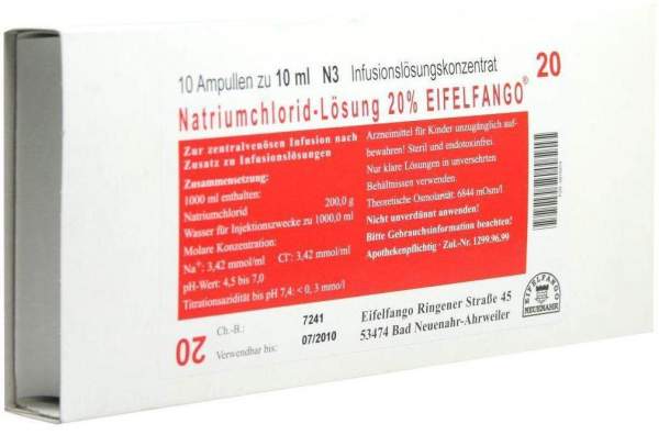 Natriumchlorid 20% Eifelfango Infusionslösungskonzentrat 10x10...
