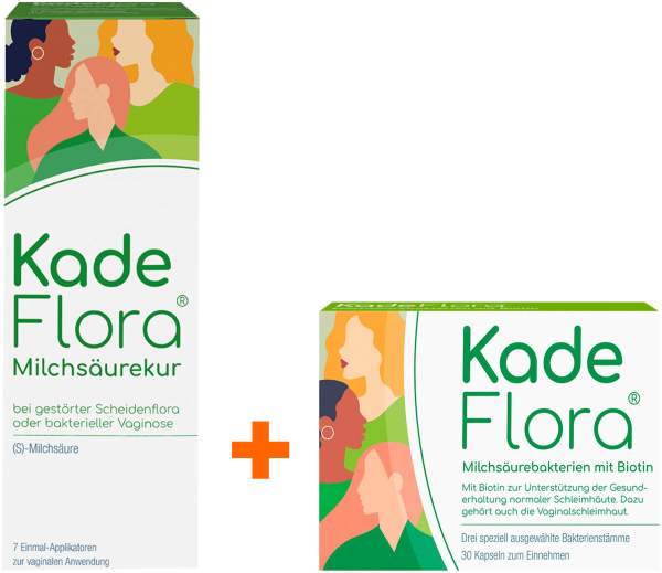 Kadeflora Milchsäurekur Einmalapplikatoren 7 x 2,5 g + Kadeflora Milchsäurebakterien mit Biotin 30 Kapseln