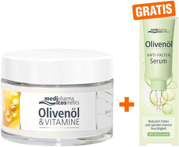 medipharma cosmetics Olivenöl &amp; Vitamine vitalisierende Aufbaucreme 50 ml + gratis medipharma Olivenöl Anti-Falten Serum
