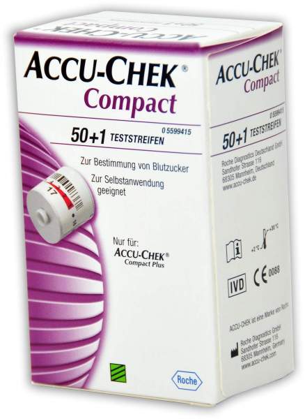 Accu Chek Compact Glucose Teststreifen 50 Teststreifen