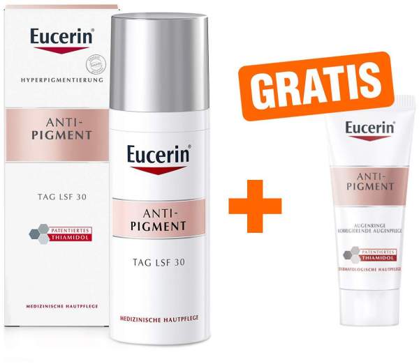 Eucerin Anti - Pigment Tagespflege LSF30 50 ml Creme + gratis Eucerin Anti - Pigment Augenpflege Augenringe 5 ml