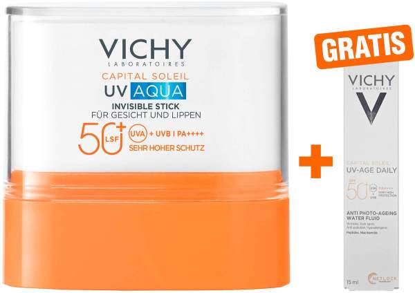 Vichy Capital Soleil UV-Aqua Stick LSF 50+ 9 g + gratis Vichy Capital Soleil UV-Age Daily LSF50+ 15 ml