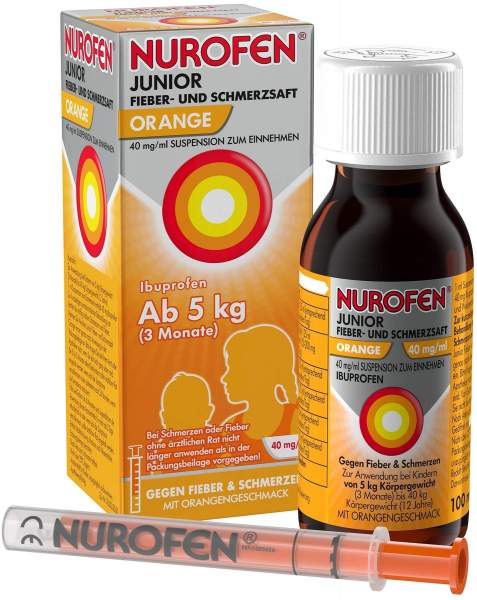 Nurofen Junior Fieber- &amp; Schmerzsaft Orange 40 mg pro ml 100 ml
