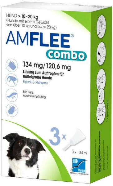Amflee Combo 134 mg - 120,6 mg Lösung zum Auftropfen Für Hunde 10...