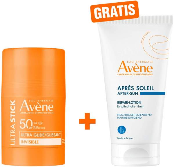 Avene Ultra Stick Invisible SPF 50 20 g + gratis Avene Repair-Lotion nach der Sonne 50 ml