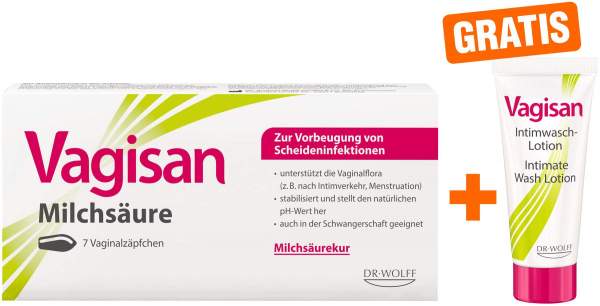 Vagisan Milchsäure Vaginalzäpfchen + gratis Vagisan Intimwaschlotion 10 ml