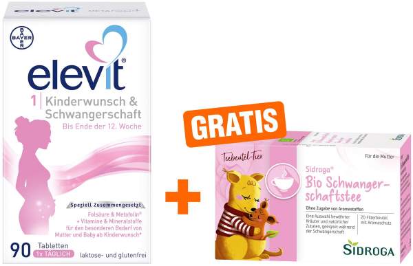 Elevit 1 90 Tabletten + gratis Sidroga Schwangerschaftstee 20 Beutel