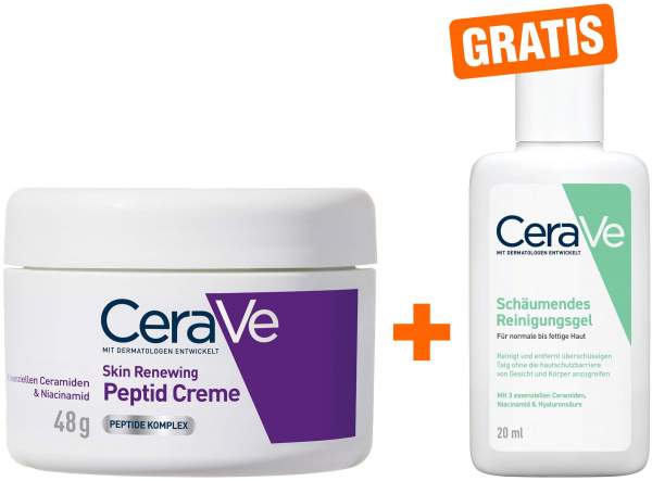 Cerave Skin Renewing Peptid Creme 48 g + gratis CeraVe schäumendes Reinigungsgel 20 ml