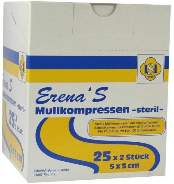 Erena Steril Mullkompresse 5 X 5 cm 8fach 25 X 2 Stück