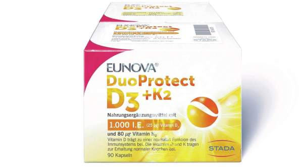Eunova DuoProtect D3 + K2 1000 I.E. 2 x 90 Kapseln
