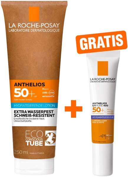 La Roche Posay Anthelios Milch LSF 50+ Papp-Tube 250 ml + gratis La Roche Posay Anthelios Anti-Pigment Fluid 15 ml
