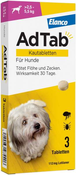AdTab 112 mg für kleine Hunde (2,5-5,5 kg) 3 Kautabletten