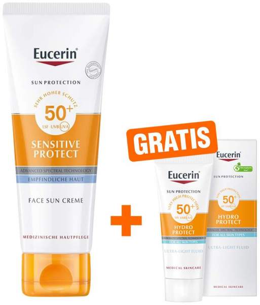 Eucerin Sun Sensitive Protect Face LSF 50+ 50 ml + gratis Hydro Protect Face Sun Fluid LSF 50+ 5ml