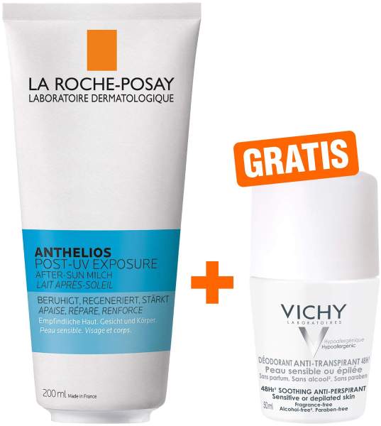 La Roche Posay Anthelios After Sun Milch 200 ml + gratis Vichy Deo Roll-on Anti Flecken 48h 50 ml