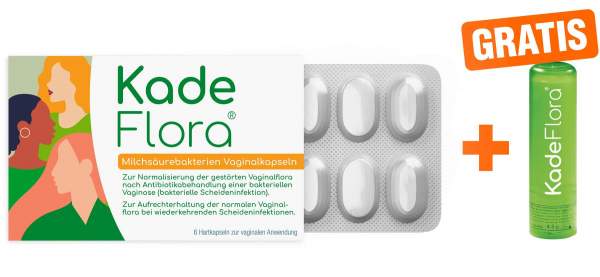 Kadeflora Milchsäurebakterien Vaginalkapseln 6 Stück + gratis Lippenpflegestift Kadefungin 1 Stück