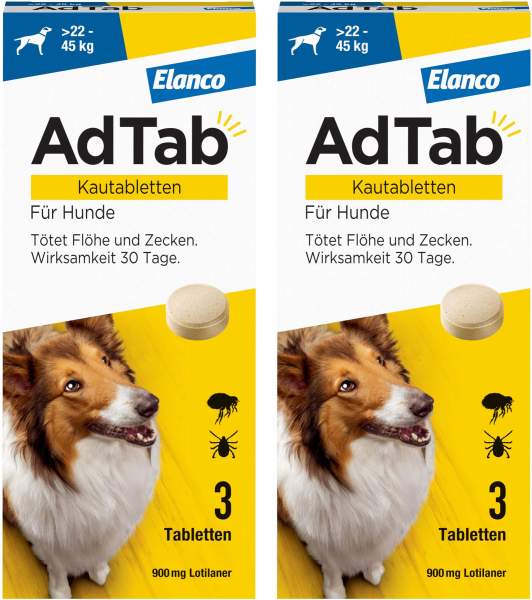 AdTab 900 mg für sehr große Hunde (22-45 kg) 2 x 3 Kautabletten