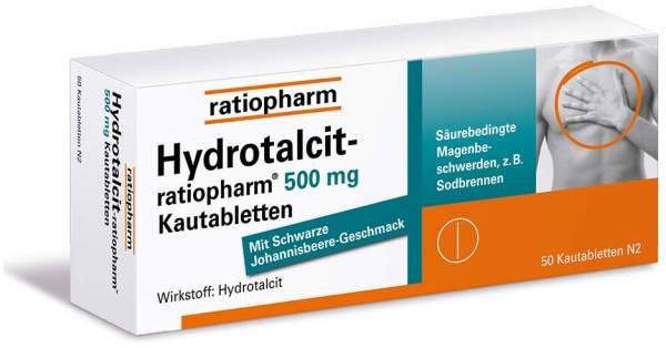 Hydrotalcit Ratiopharm 500 mg 50 Kautabletten