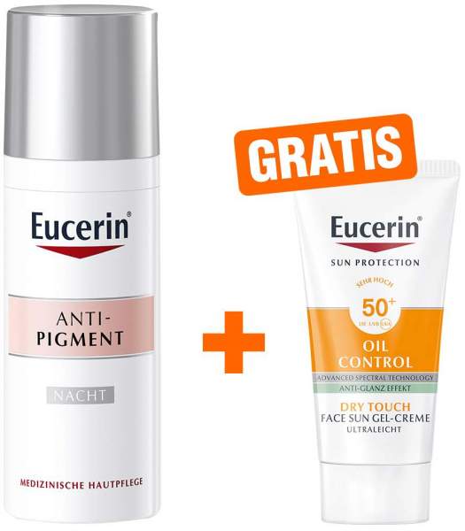 Eucerin Anti-Pigment Nachtpflege 50 ml Creme + gratis Sun Gel-Creme Oil Control 20 ml
