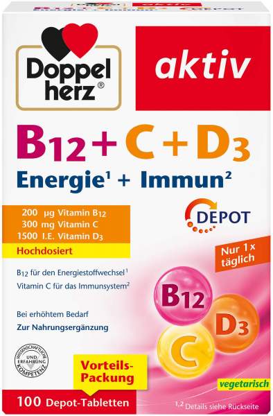 Doppelherz B12 + C + D3 Depot Aktiv 100 Tabletten