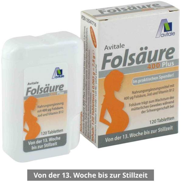 Folsäure 400 Plus B12 + Jod 120 Tabletten