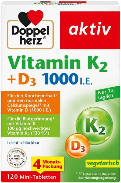Doppelherz Aktiv Vitamin K2+d3 1000 I.E. 120 Tabletten